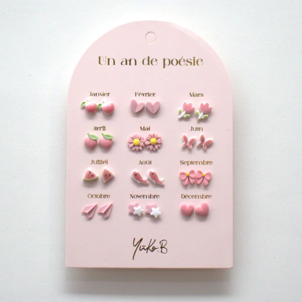 Conjunto de 12 brincos em aço inoxidável - Yuko.B