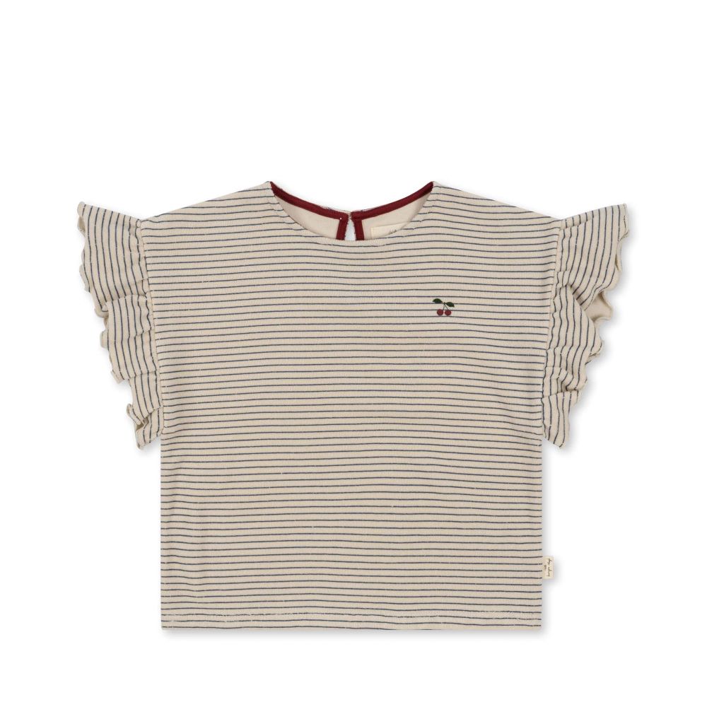 T-shirt riscas com folho - Konges Slojd