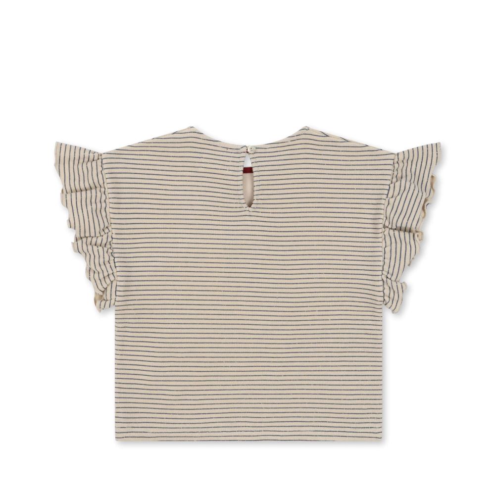 T-shirt riscas com folho - Konges Slojd