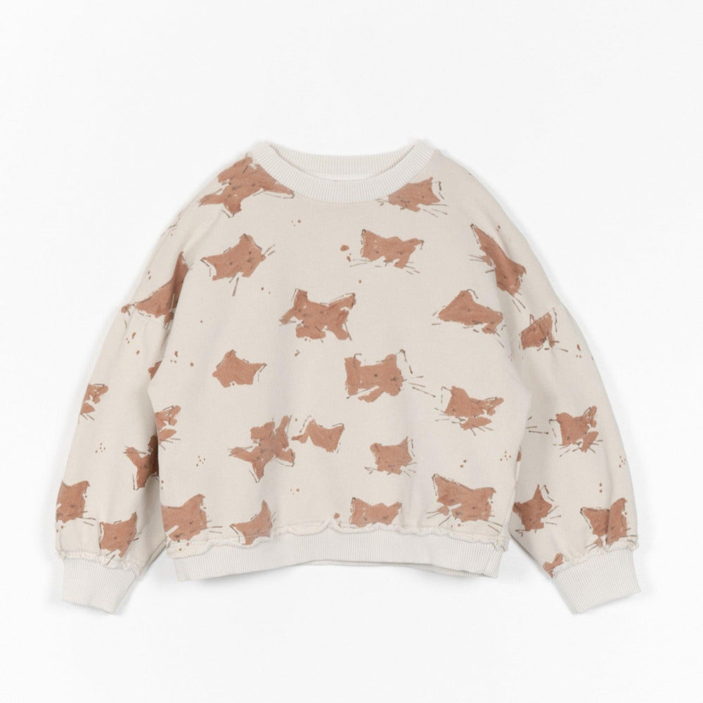 Camisola em algodão com estampado de gatos e tingimento natural - Play Up - chuvadeamor