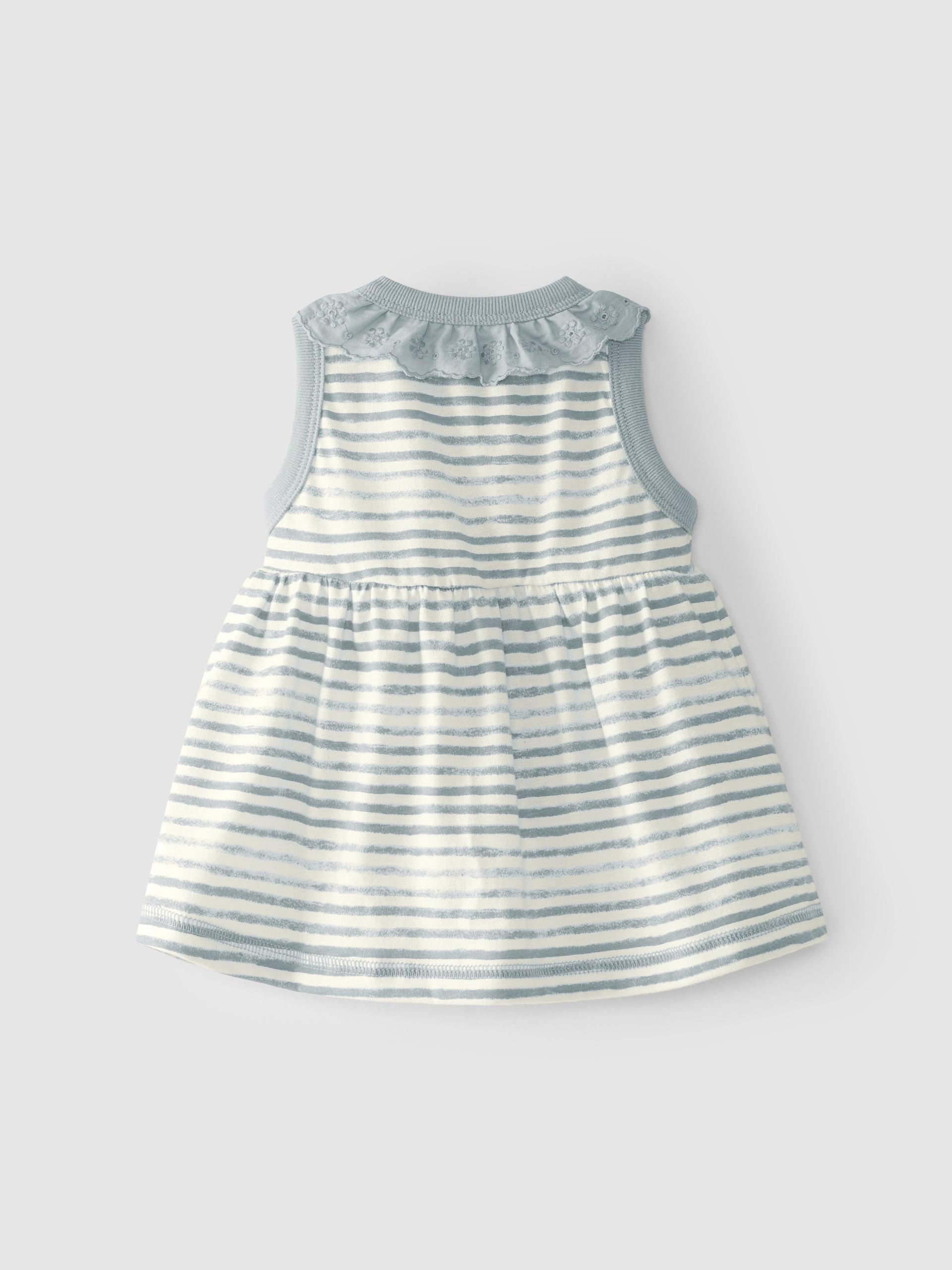 Vestido riscas com gola bordada - Snug - chuvadeamor