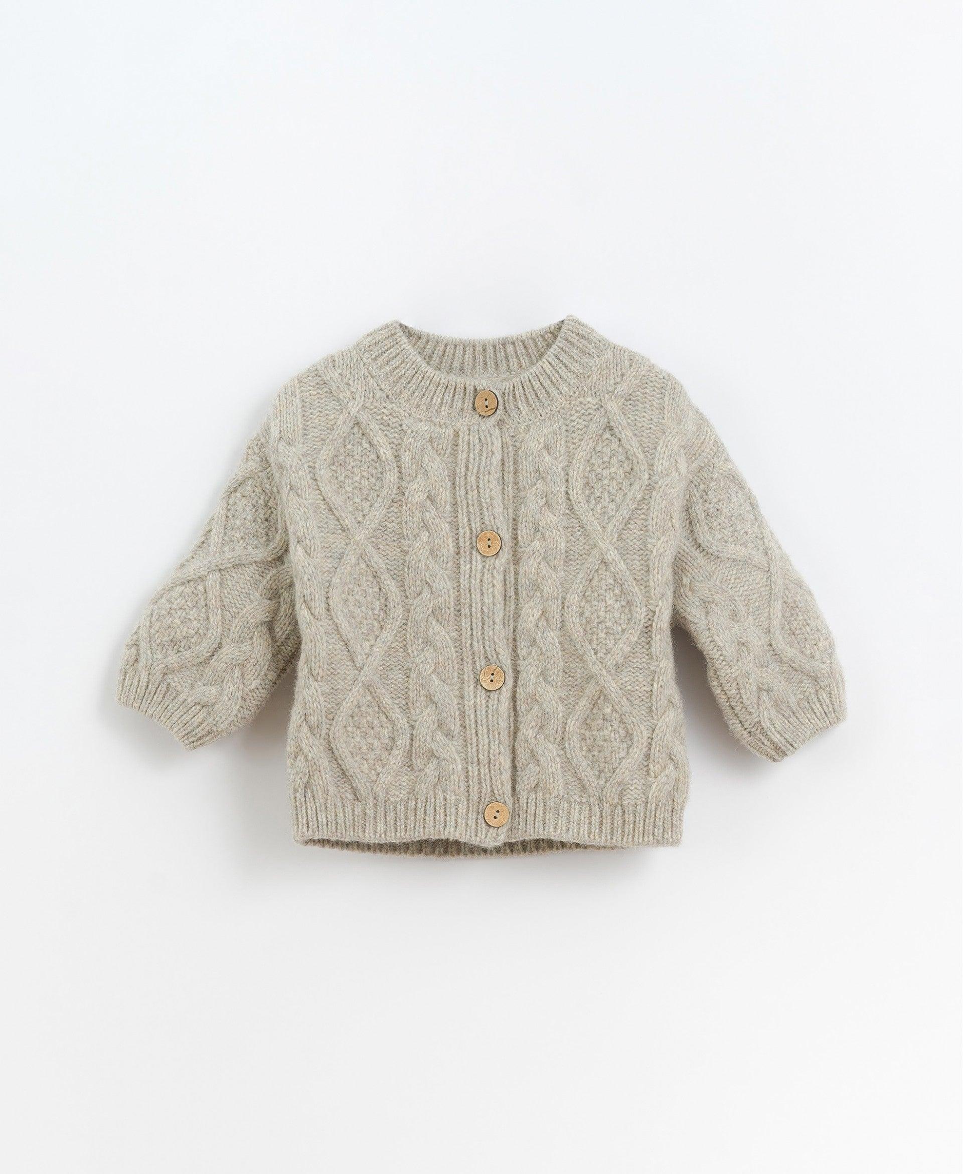 Casaco tricot "Pedra" com botões de coco - Play Up - chuvadeamor
