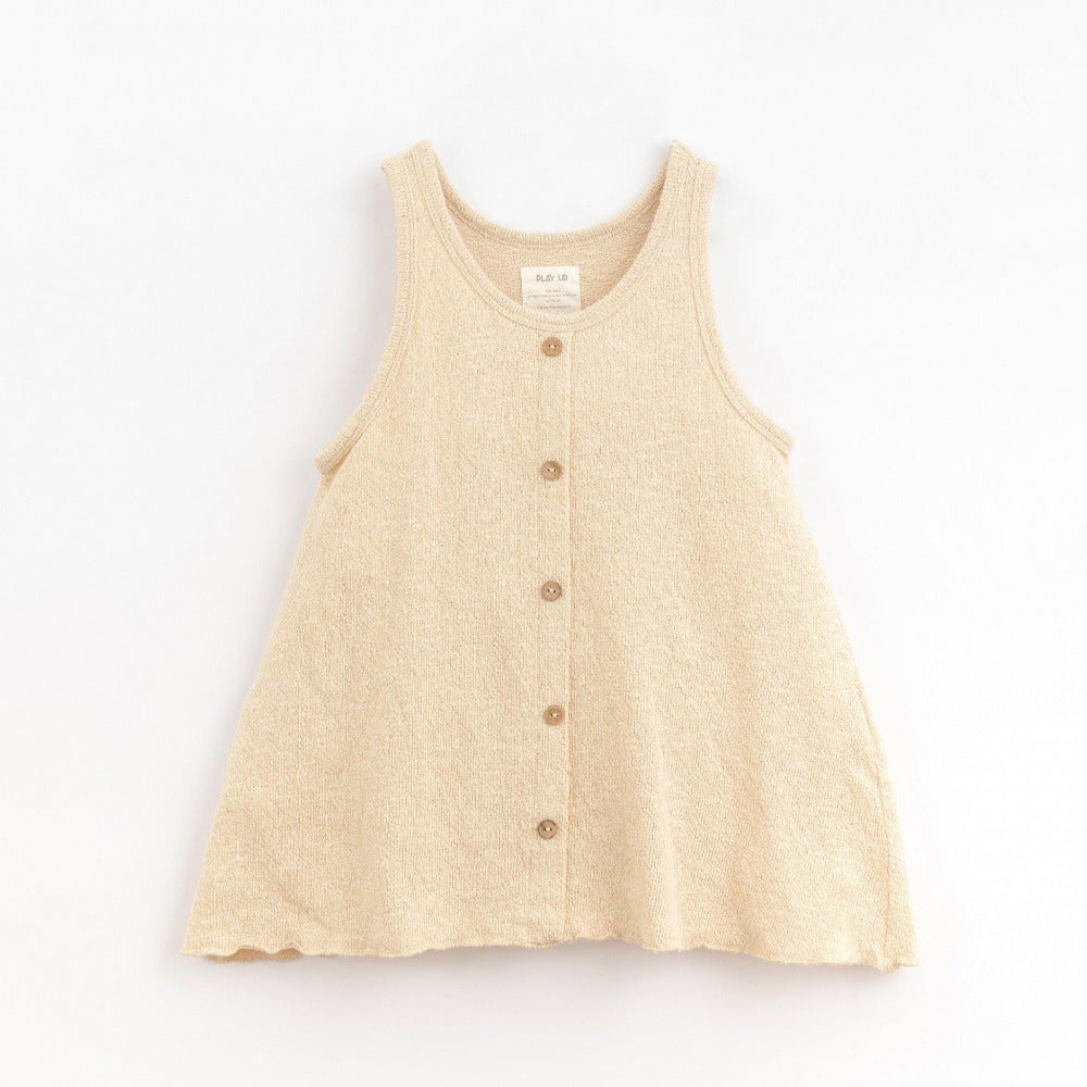 Vestido de malha com botões de coco decorativos - Play Up - chuvadeamor