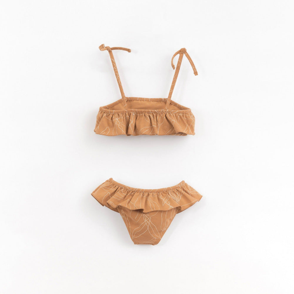 Biquíni com folhos estampado folhas - Play Up