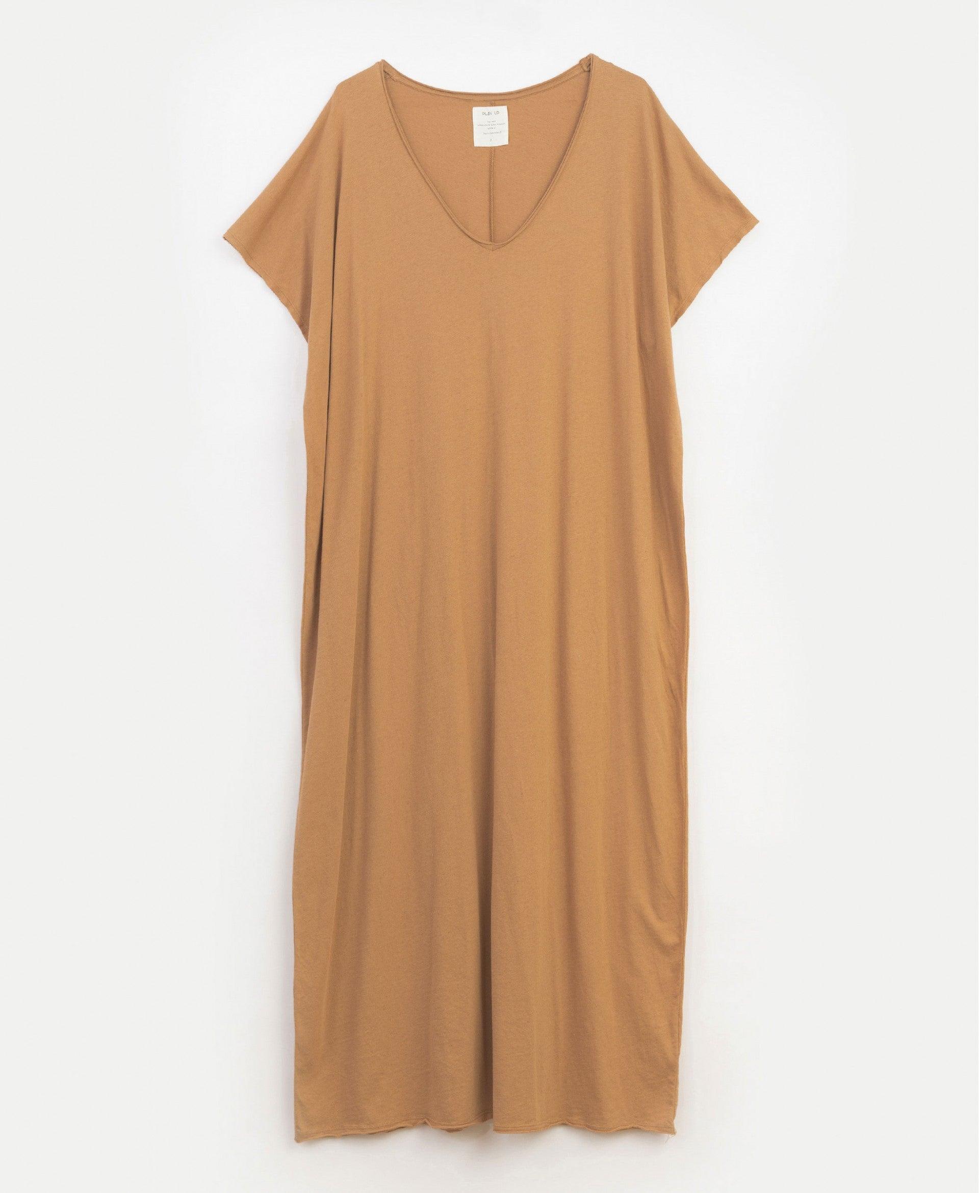 Vestido de malha mistura de algodão orgânico e linho - Play Up - chuvadeamor