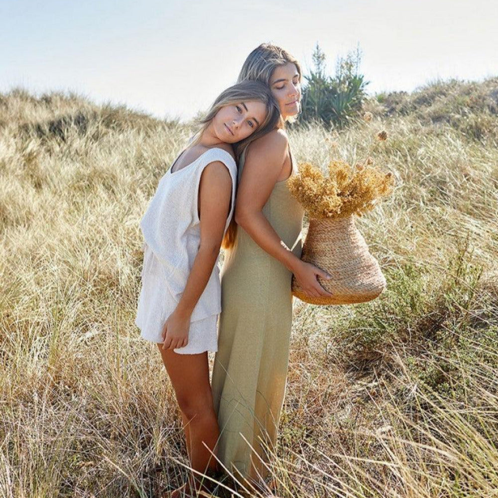 Vestido comprido em fibras naturais - Play Up - chuvadeamor