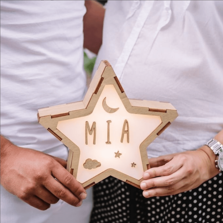 Luz de presença estrela personalizada - chuvadeamor