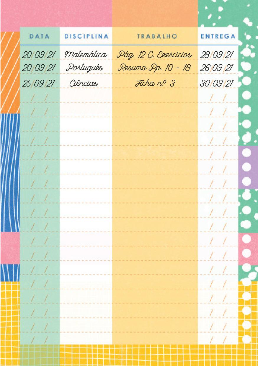 Caderno de Tarefas para TPC e Projetos - chuvadeamor