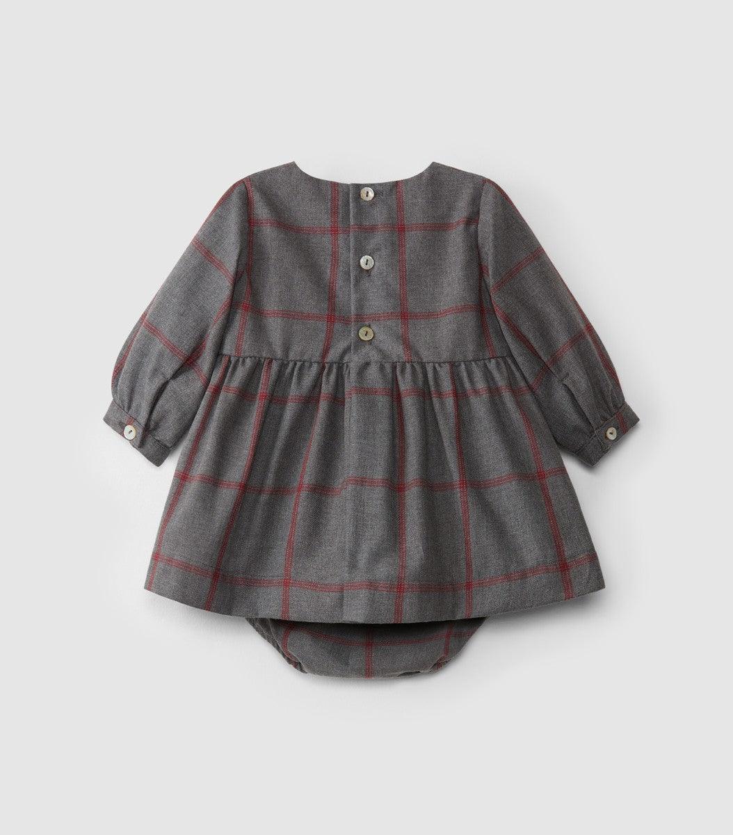 Vestido de xadrez com bordado de "smocks" - chuvadeamor