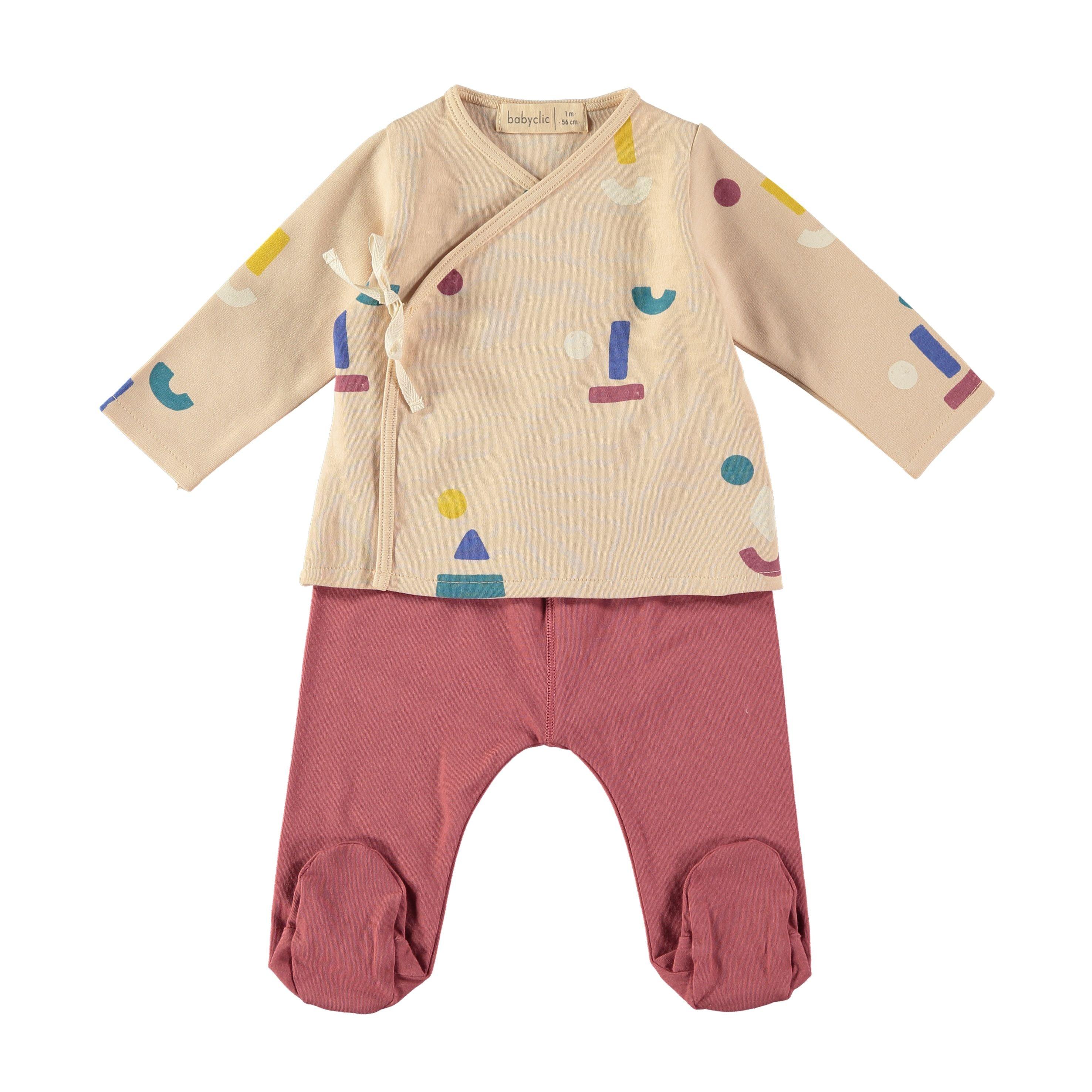 Conjunto camisola e calça em 100% algodão ORGÂNICO "FACES" - Babyclic - chuvadeamor