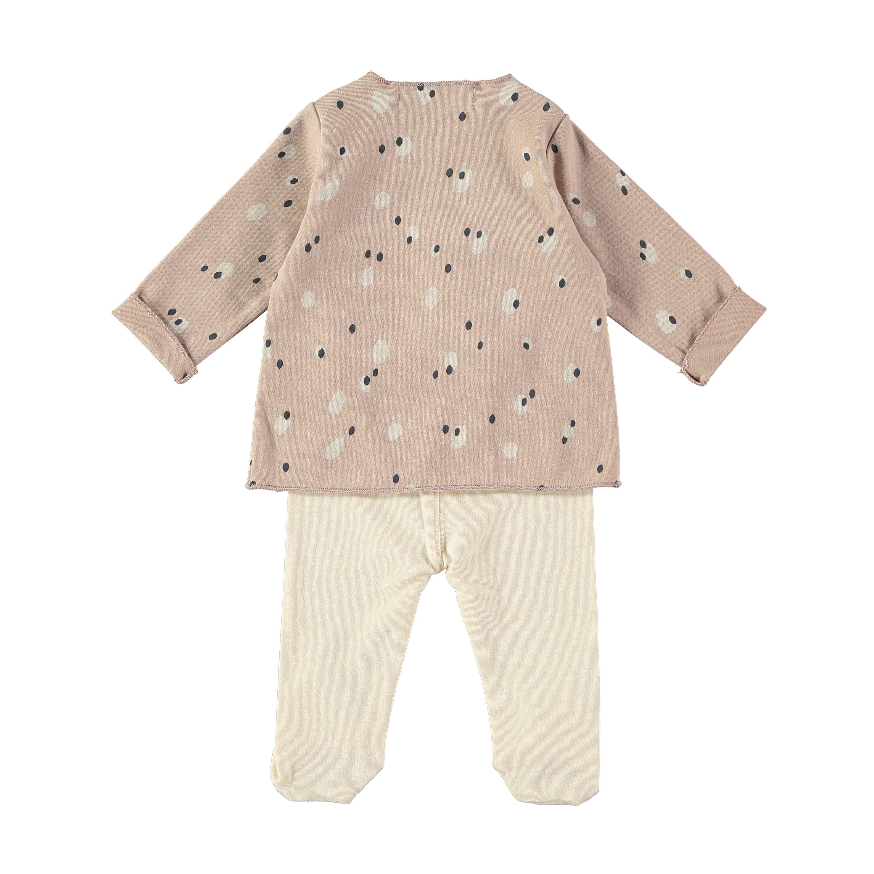 Conjunto camisola e calça em 100% algodão ORGÂNICO "SPOTS PINK" - Babyclic - chuvadeamor