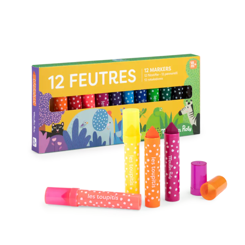12 marcadores de cor grossos - Moulin Roty