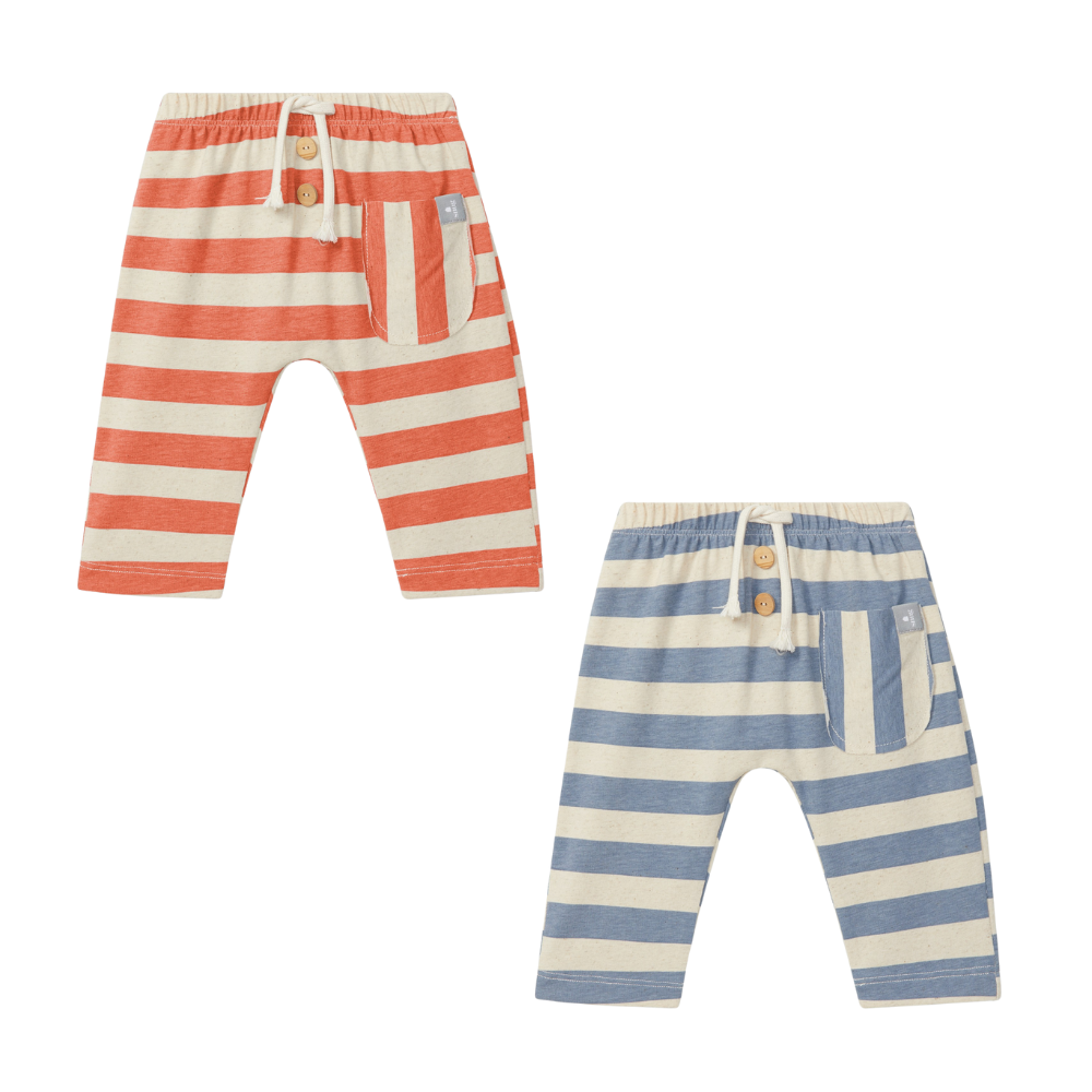 Calças pull-up de riscas com bolso - Snug