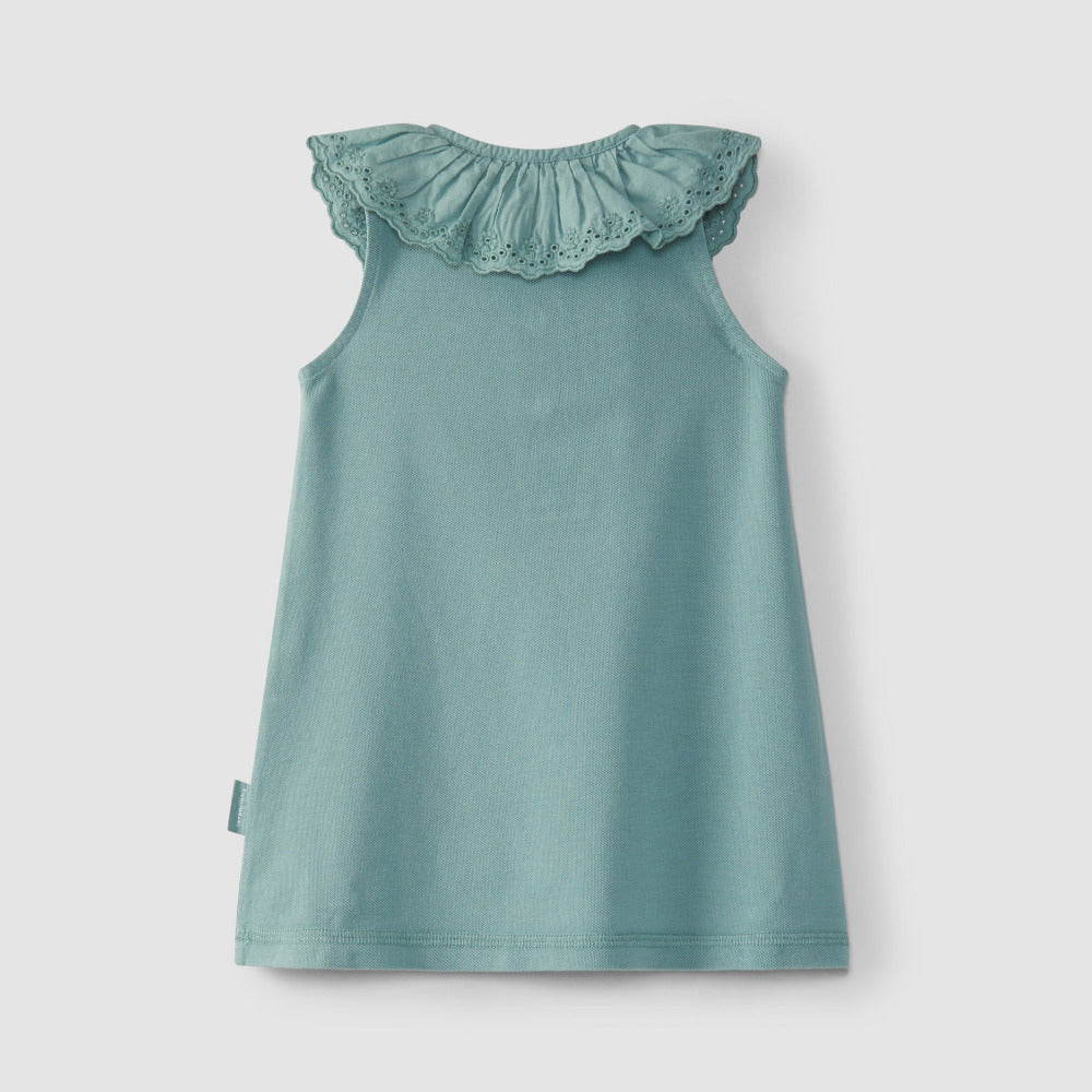 Vestido piqué com gola em bordado inglês - Laranjinha