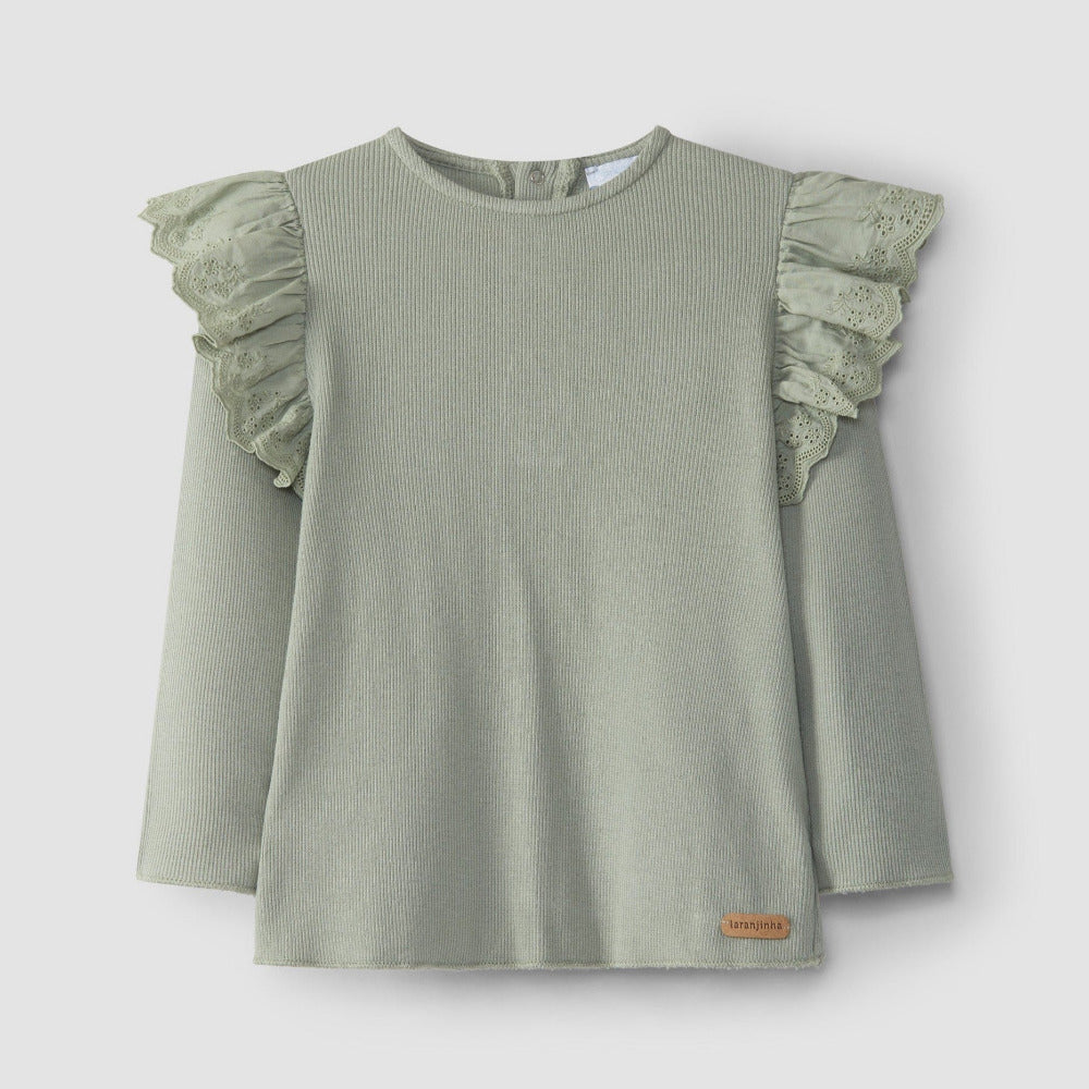 Longsleeve folho bordado inglês - Laranjinha