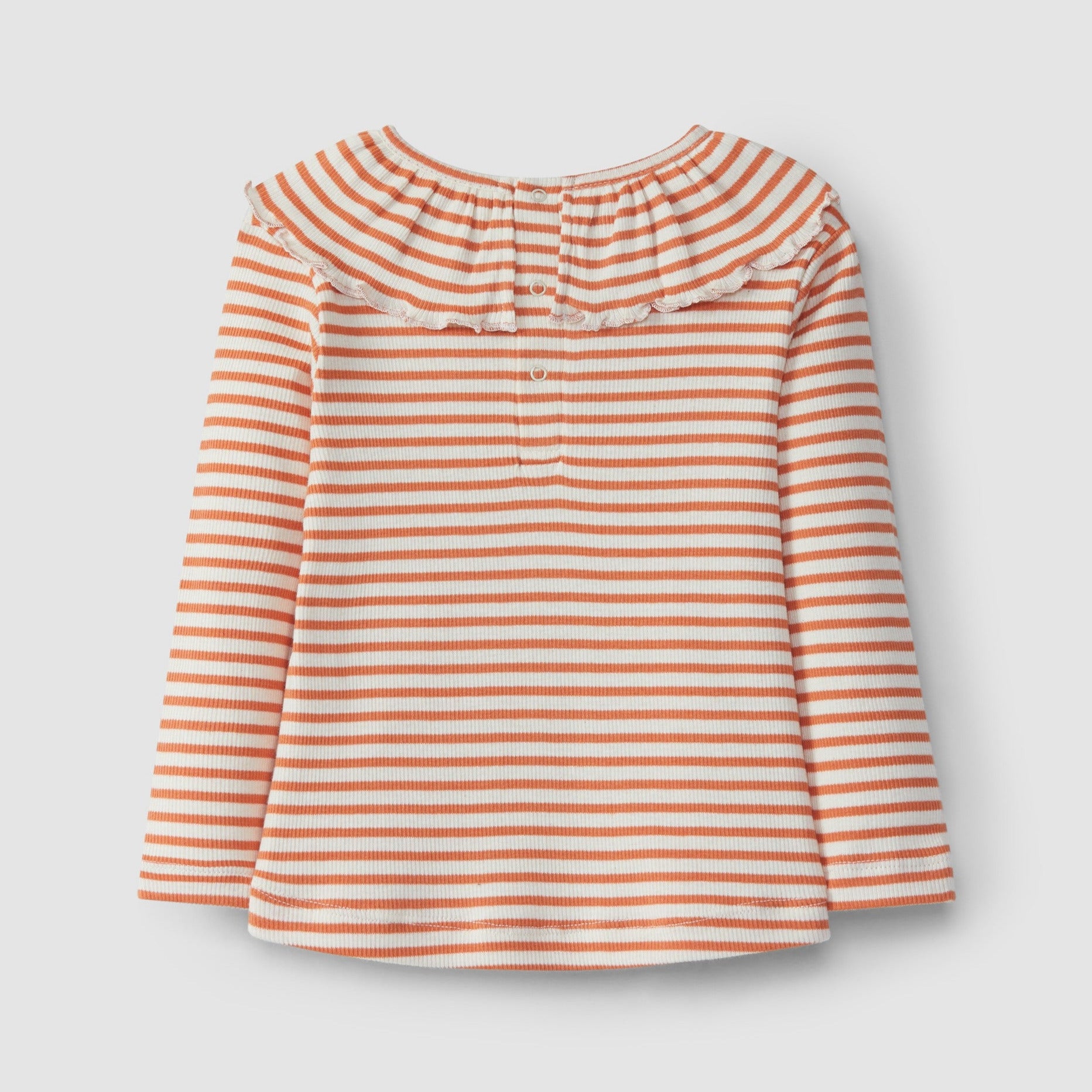 Longsleeve gola de folho malha canelada de riscas - Laranjinha