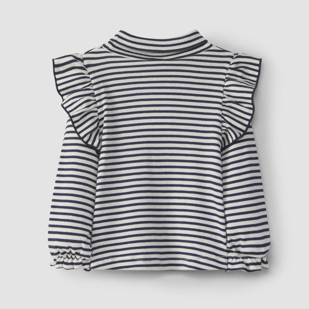 Longsleeve gola alta malha canelada de riscas - Laranjinha