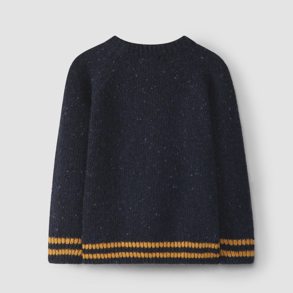 Camisola tricotada com detalhes de riscas - Laranjinha