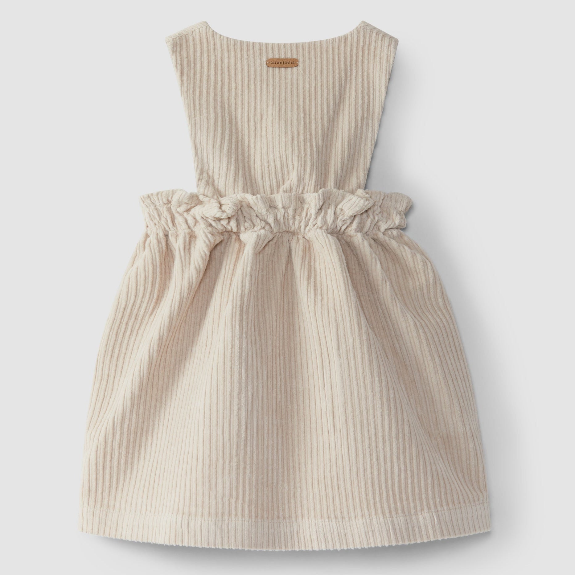 Saia de peito com bolsos em bombazine larga - Laranjinha