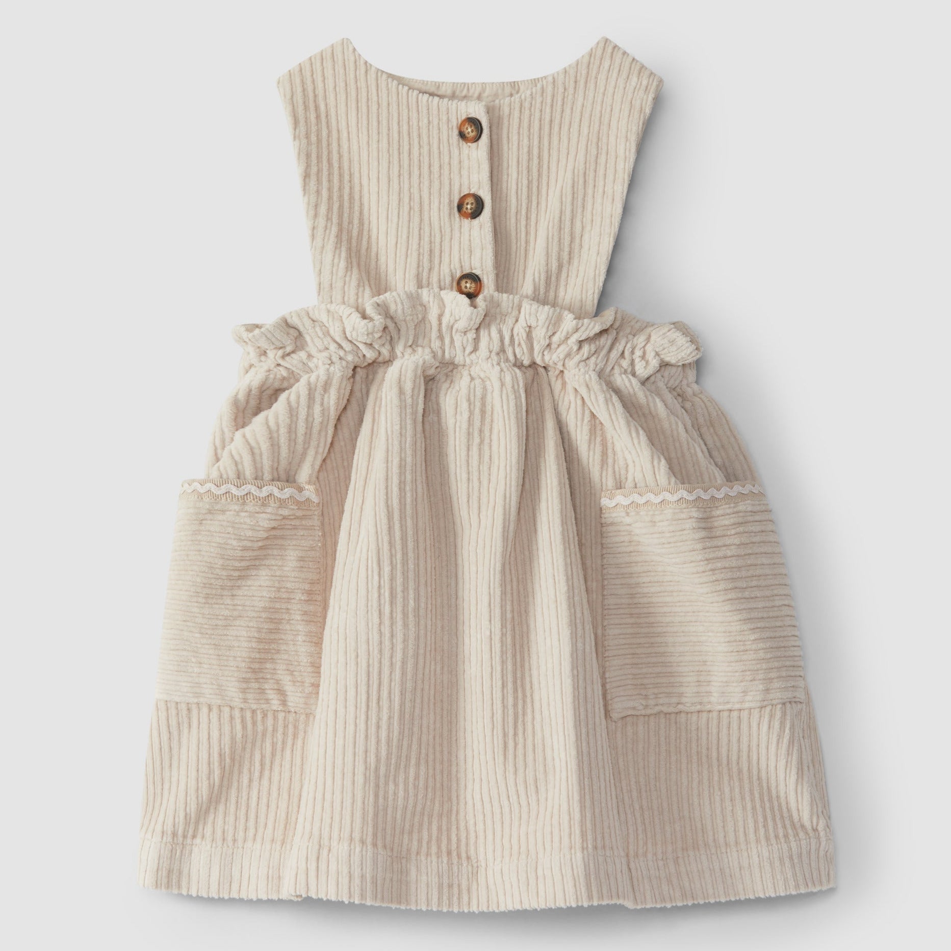 Saia de peito com bolsos em bombazine larga - Laranjinha