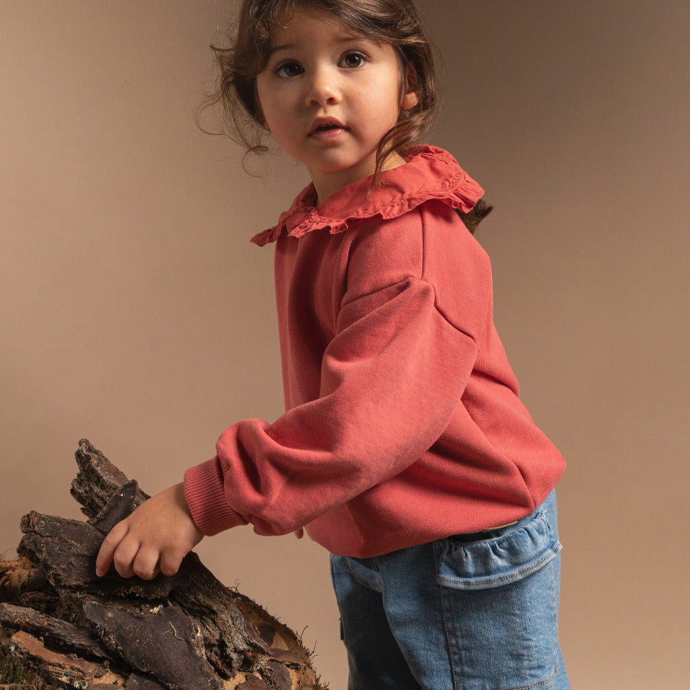 Sweatshirt com detalhe de espiguilha na gola - Laranjinha