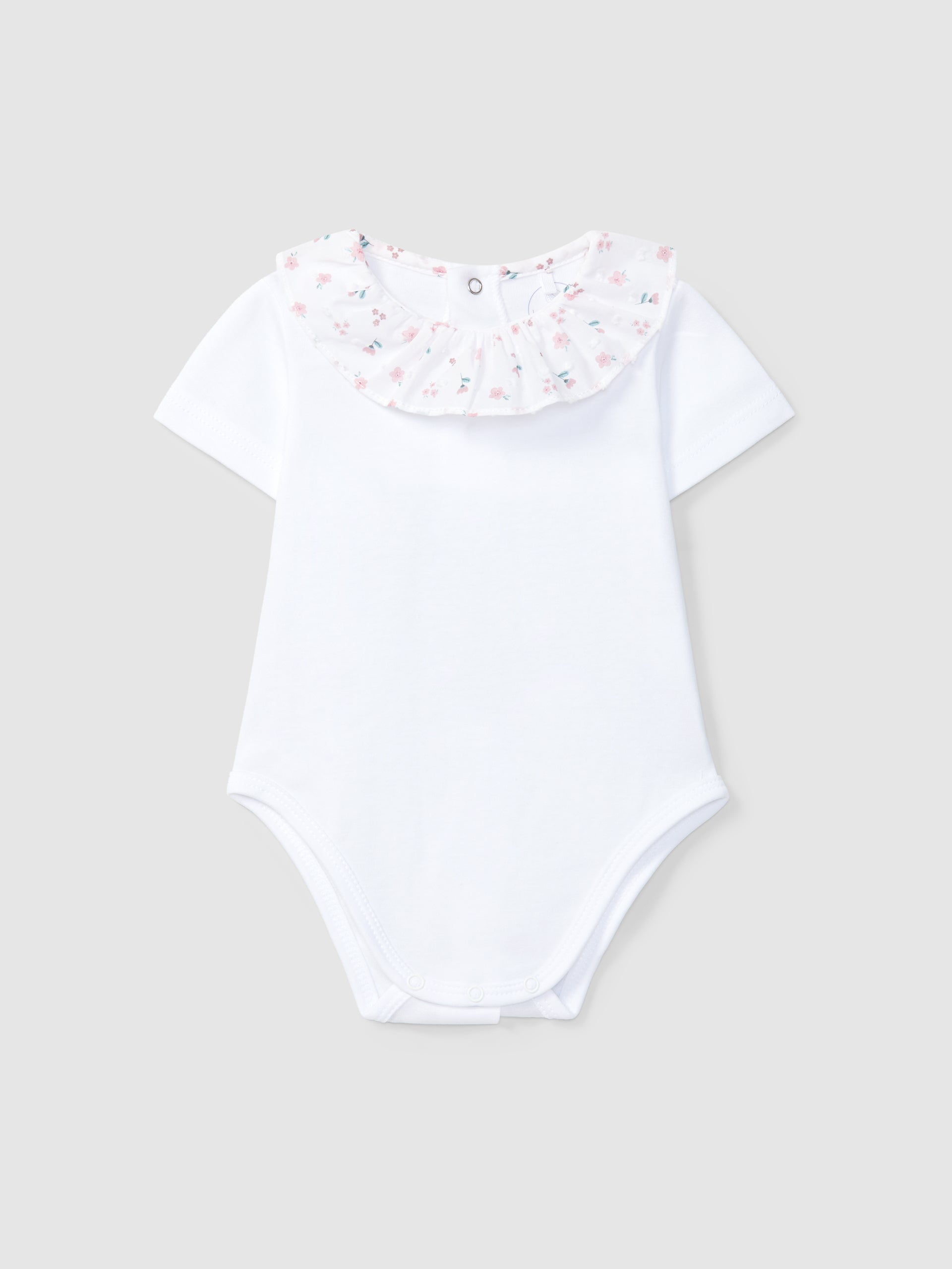 Body manga curta com gola de folho - Laranjinha