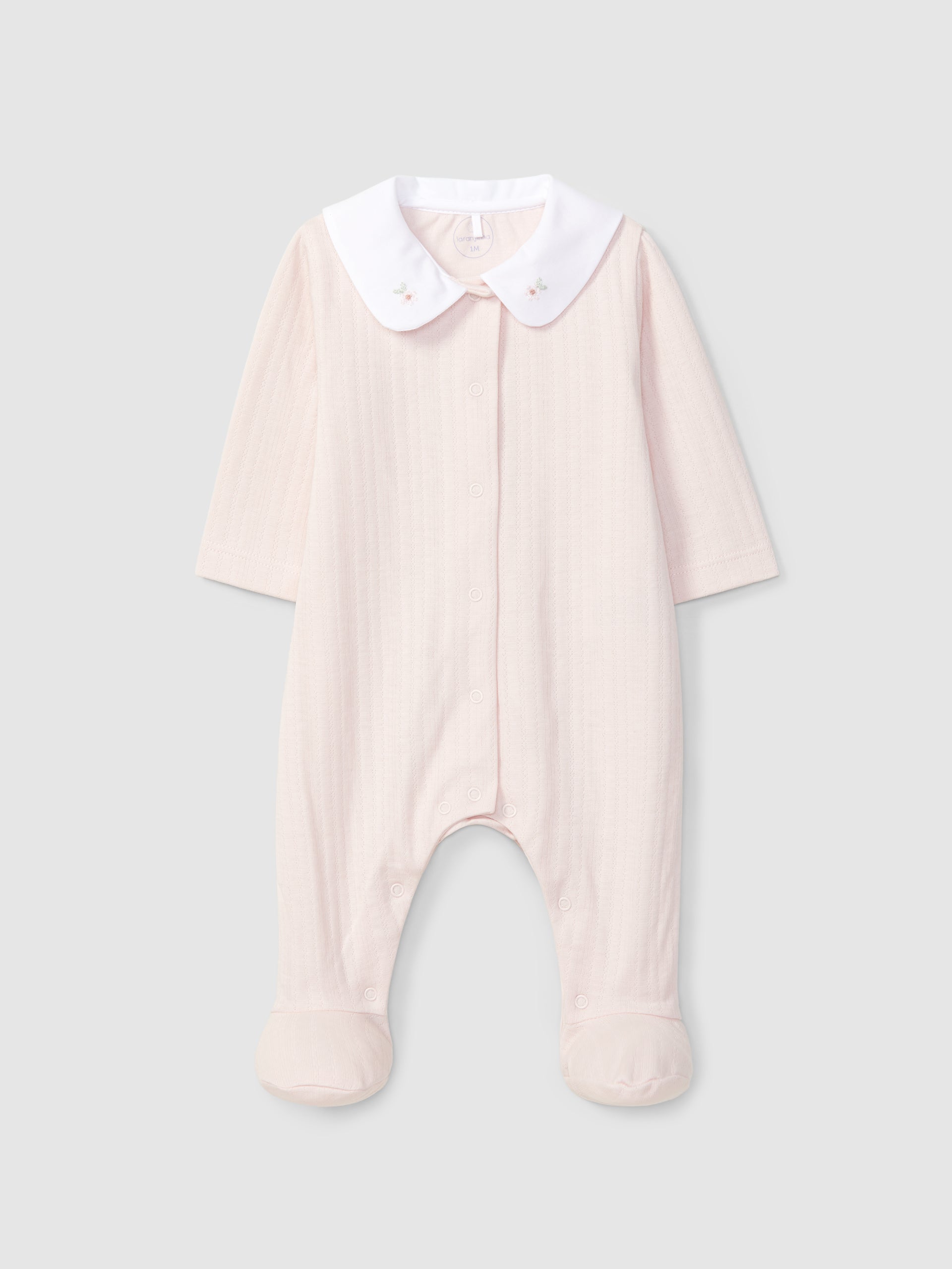 Babygrow algodão orgânico com flores bordadas - Laranjinha