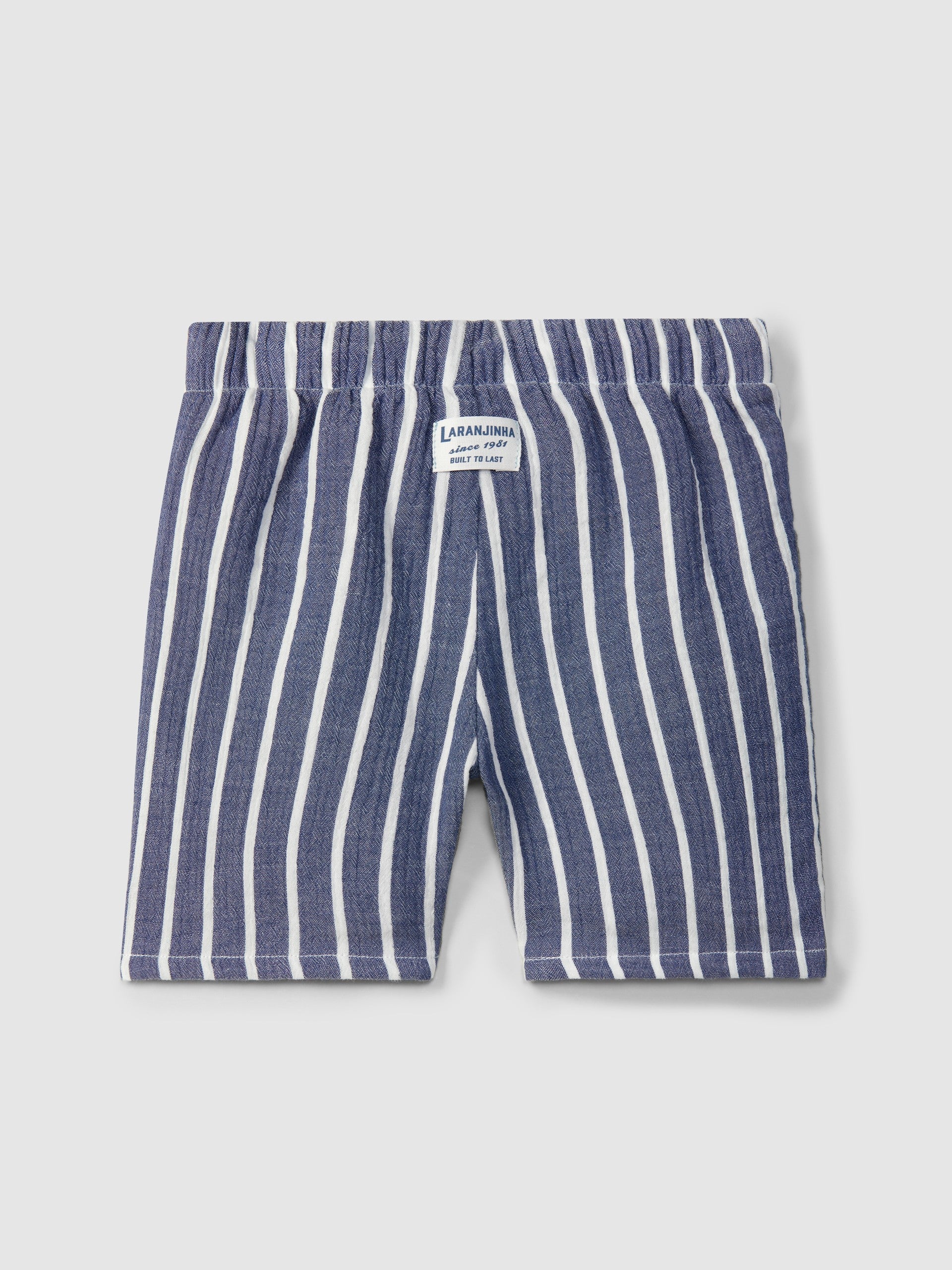 Calções pull-up em gaze de riscas - Laranjinha