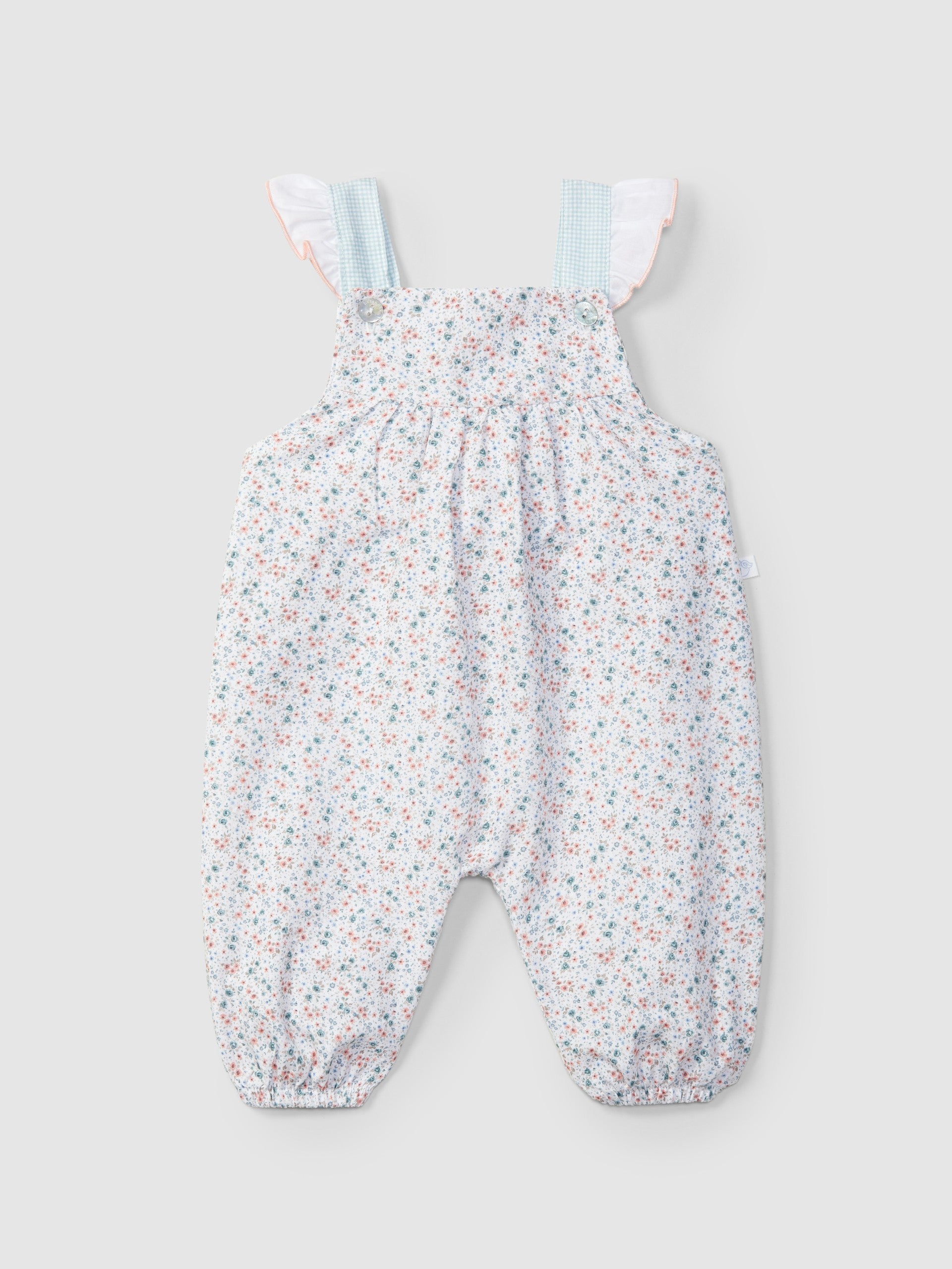 Jardineiras flores seersucker - Laranjinha