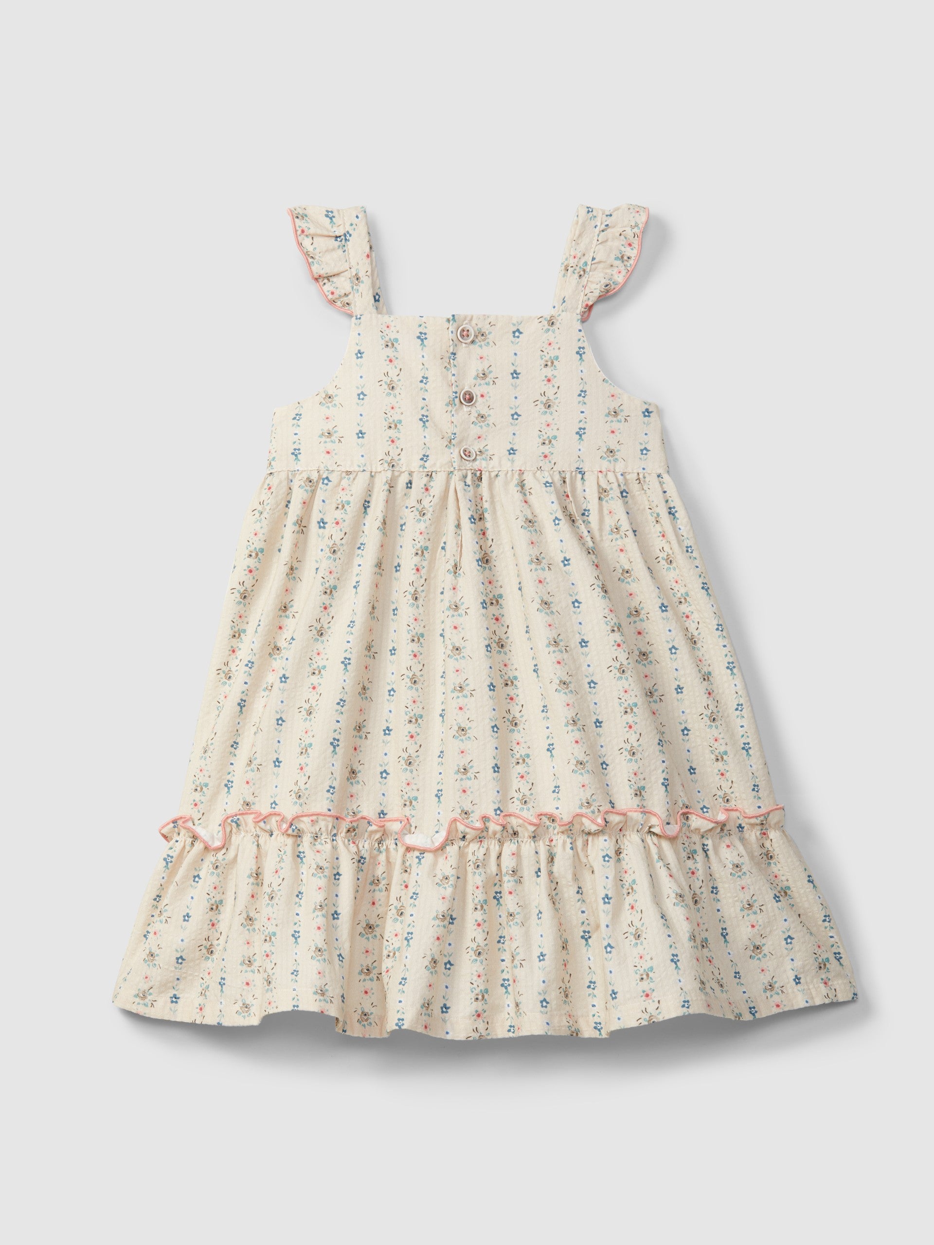 Vestido seersucker estampado floral - Laranjinha