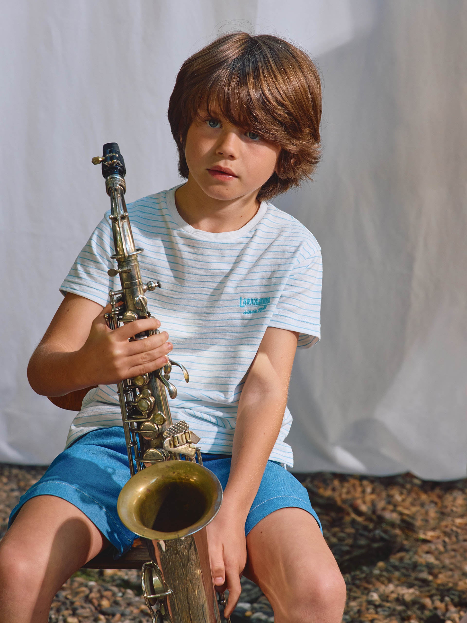 T-shirt riscas - Laranjinha