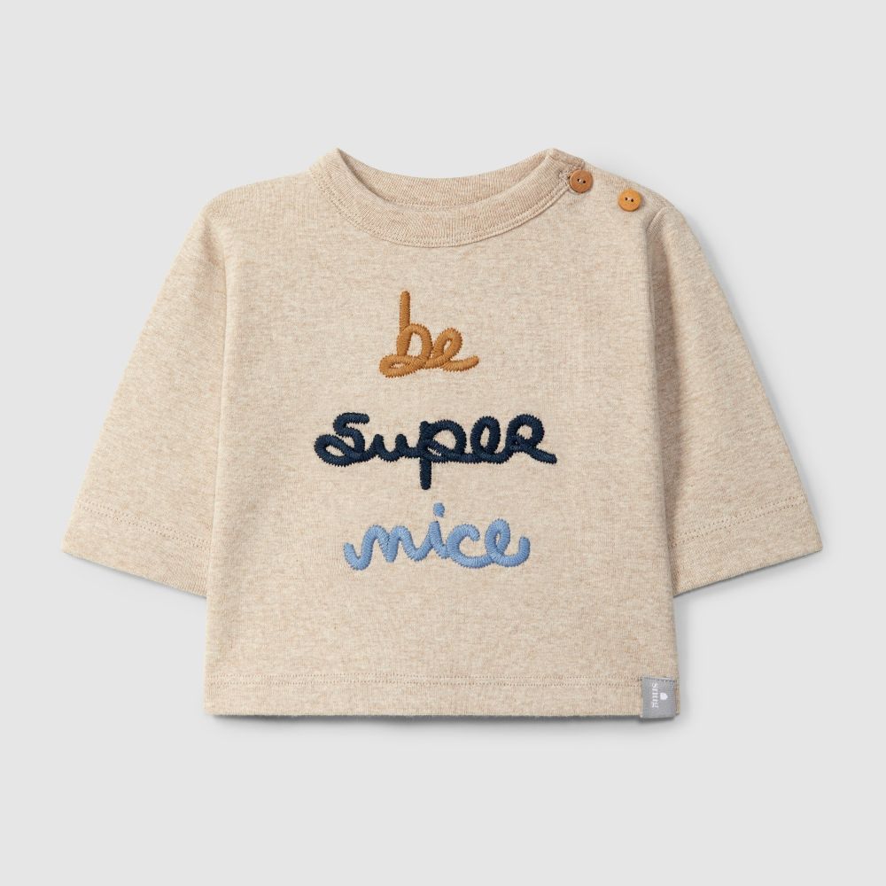 Longsleeve em algodão com bordado 'be super nice' - SNUG