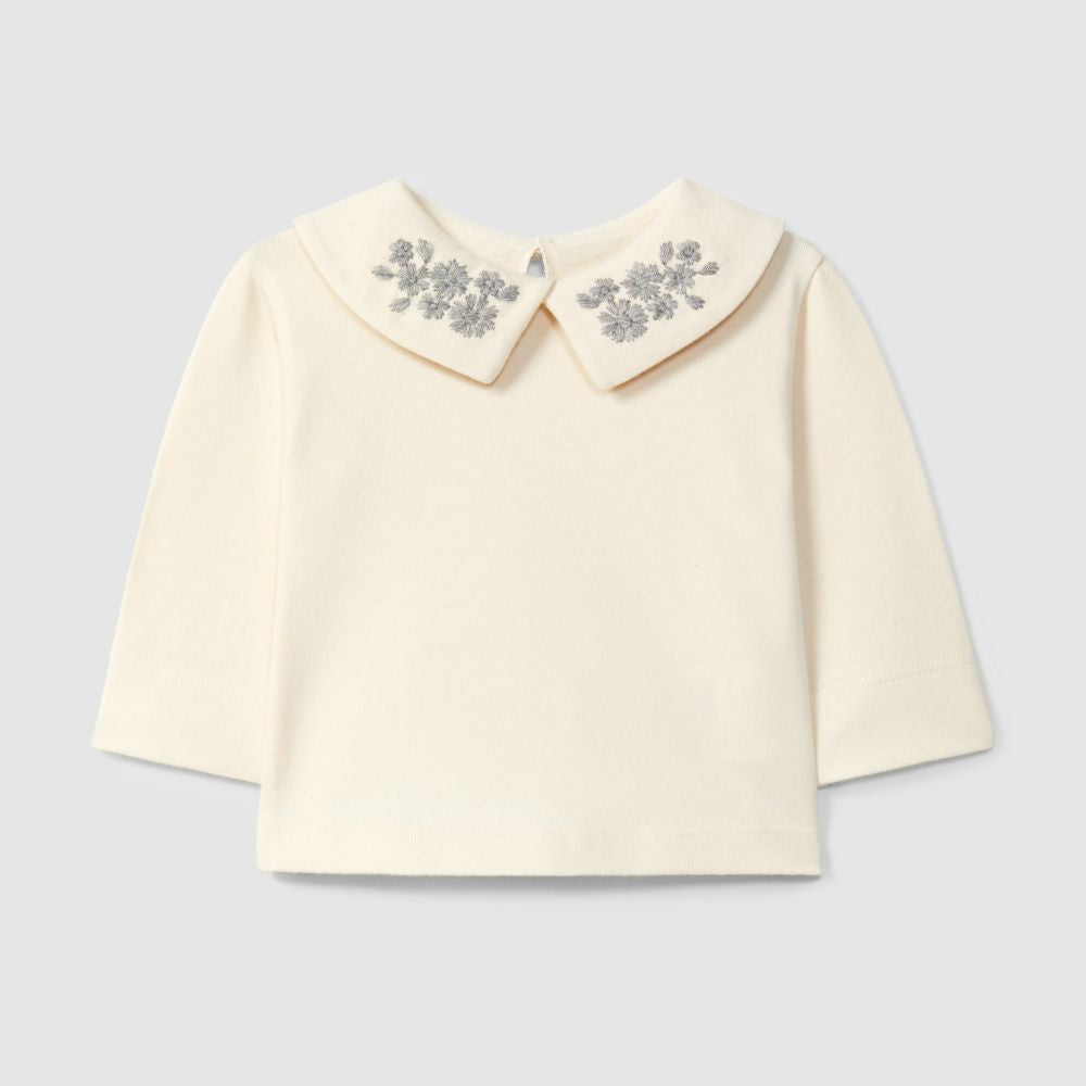Longsleeve com gola flores bordadas | Cinza - SNUG