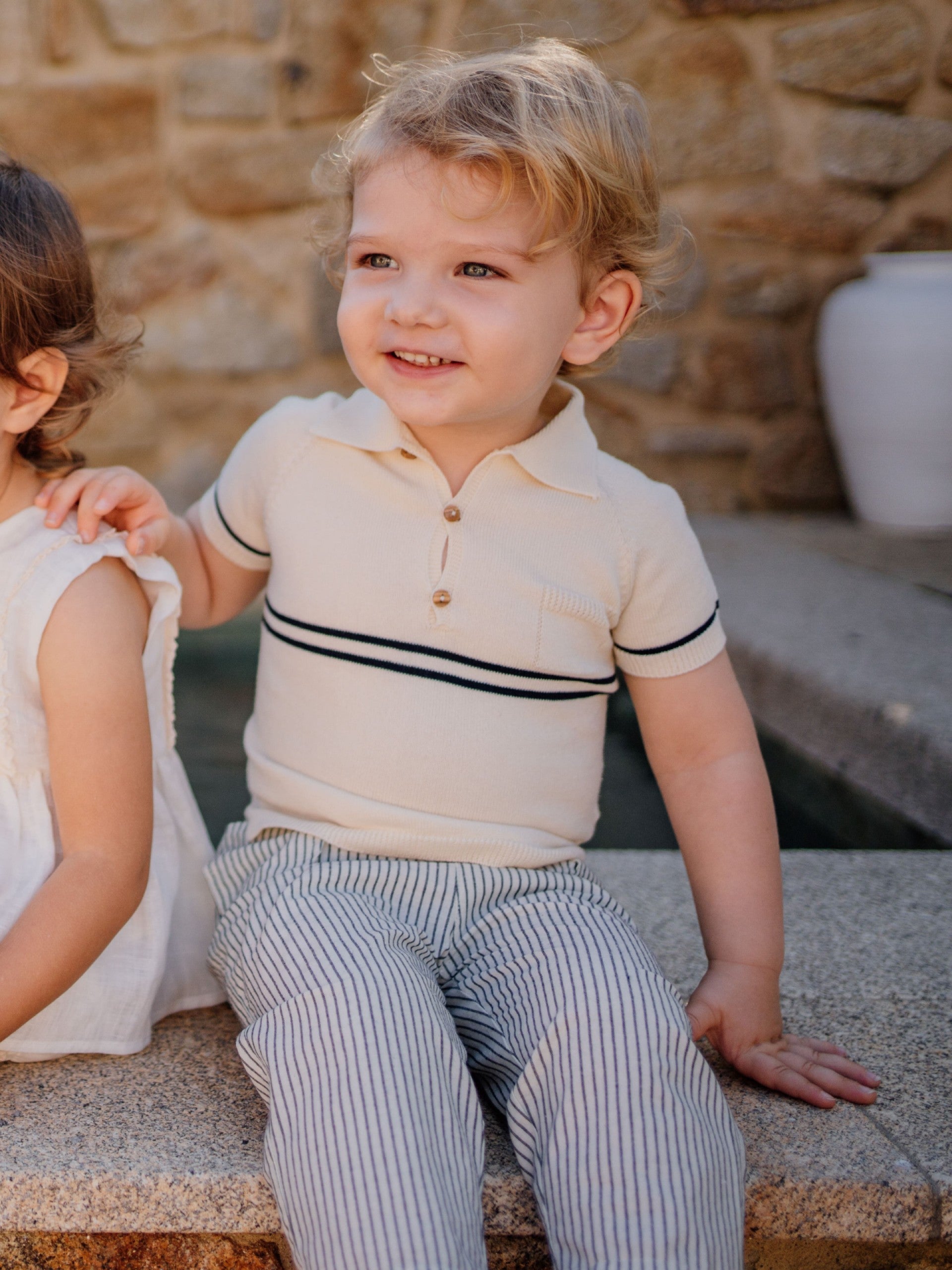 Camisola polo tricotada em algodão orgânico| PLACE IN THE SUN - Wedoble