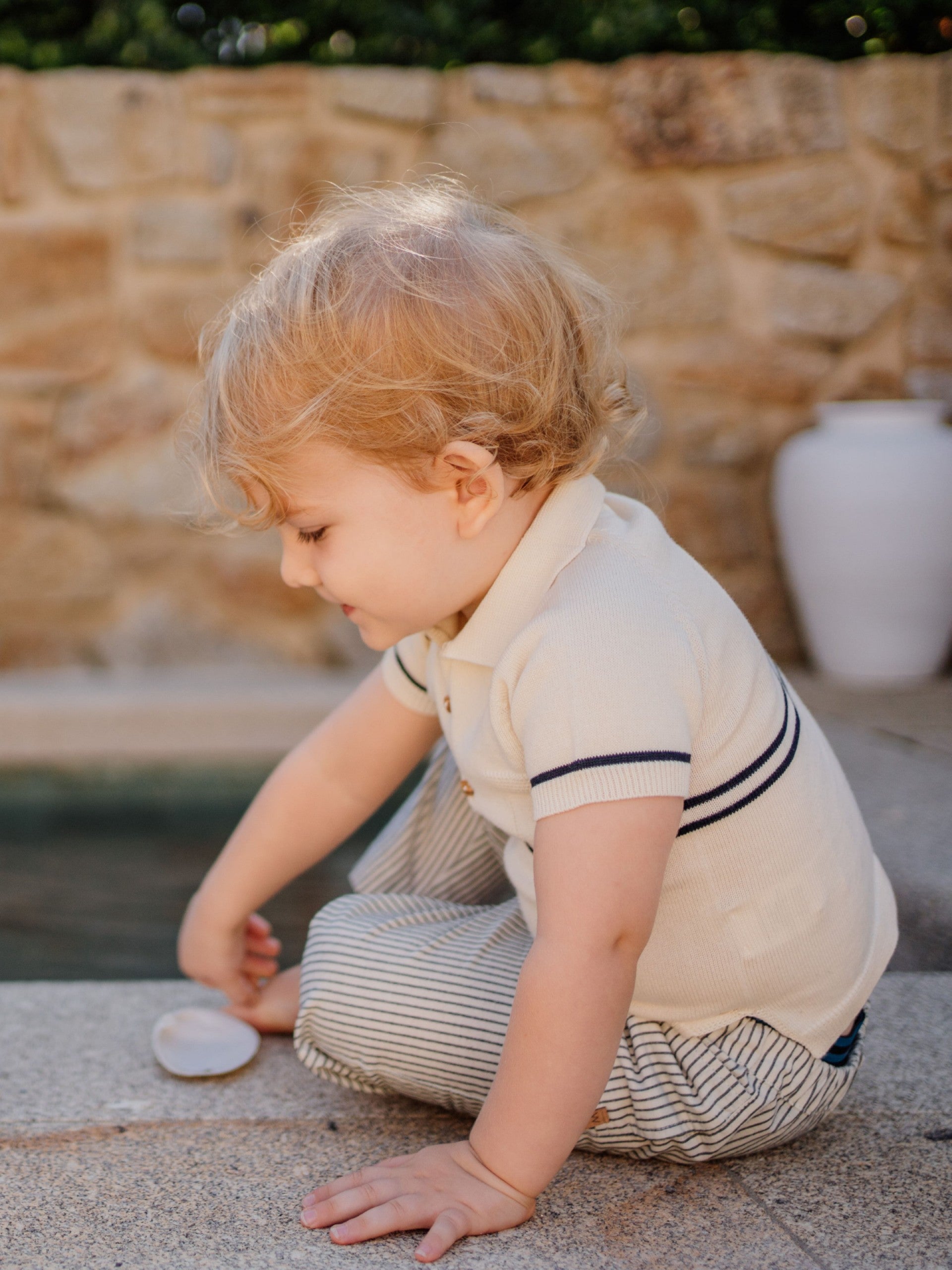 Camisola polo tricotada em algodão orgânico| PLACE IN THE SUN - Wedoble