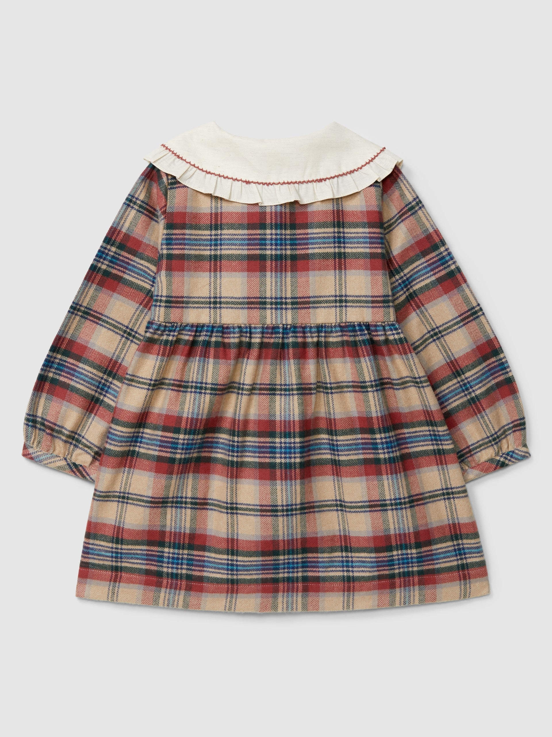 Vestido xadrez com gola de folho - LARANJINHA