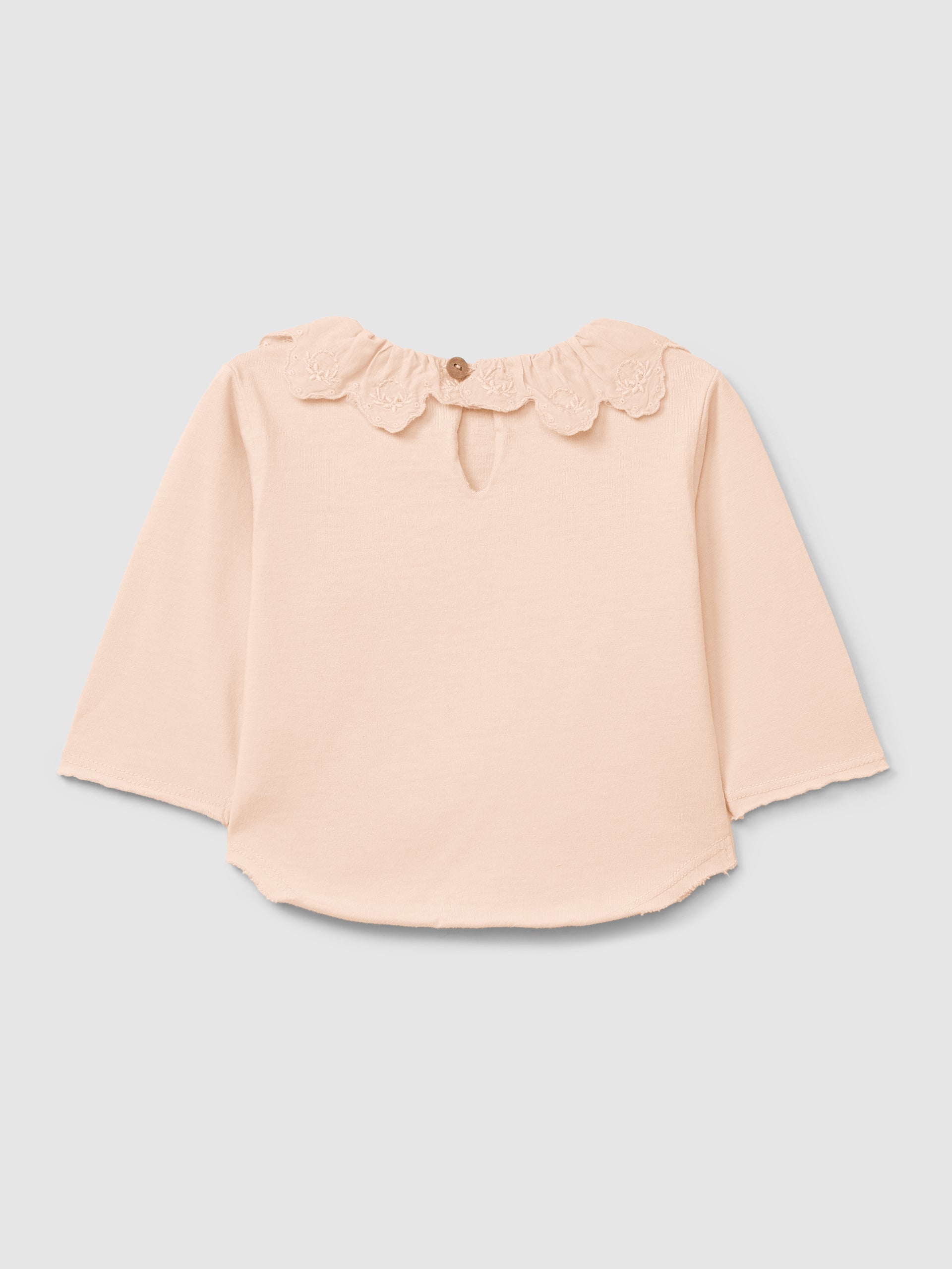 Longsleeve com gola de folho bordado inglês em algodão orgânico - SNUG