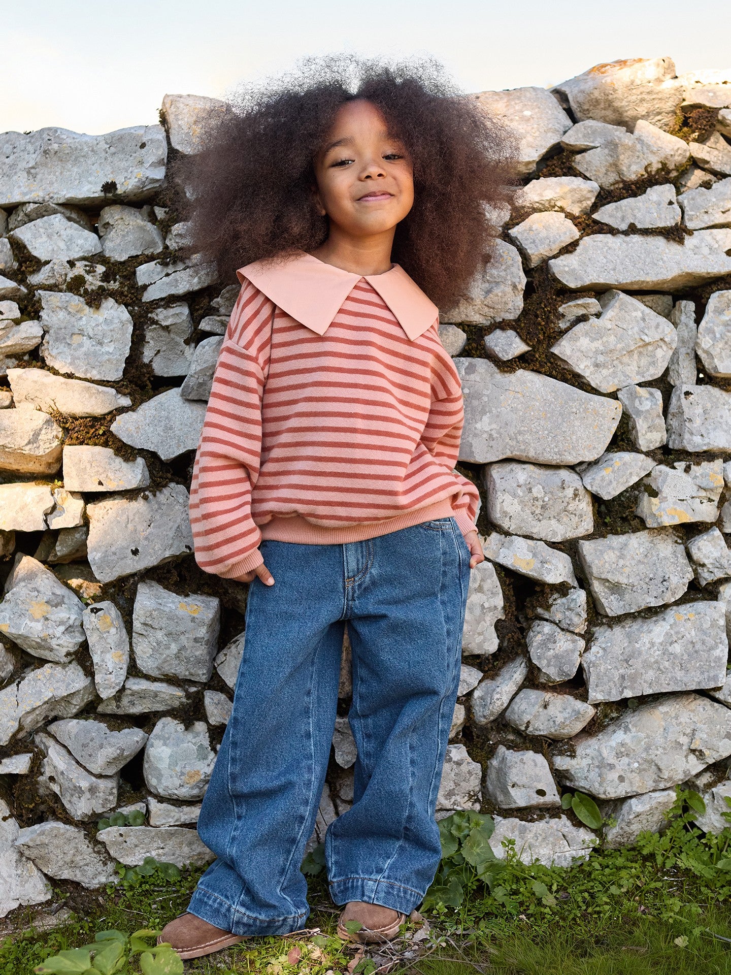 Camisola de malha às riscas com gola - PLAY UP