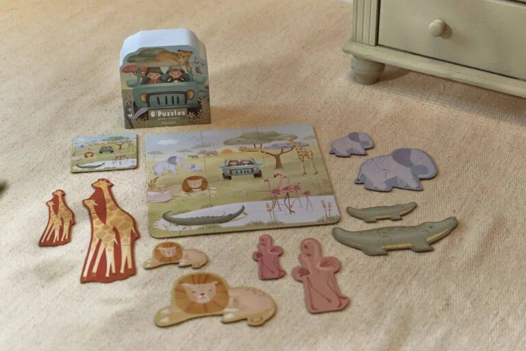 Conjunto de 6 Puzzles | Safari Friends - LITTLE DUTCH