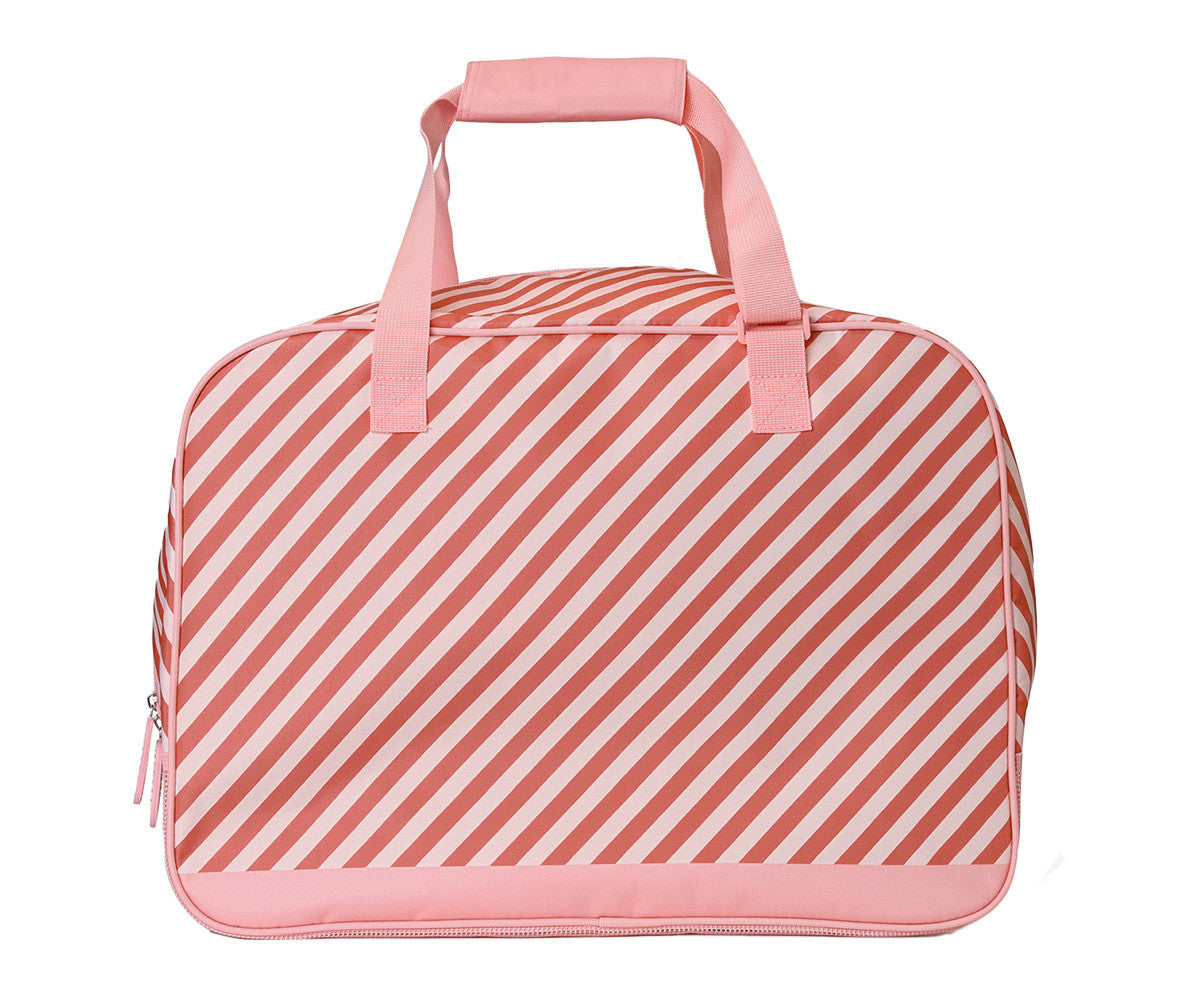 Saco de Praia Grande com Rede Stripes Bloom & Blush - Monneka