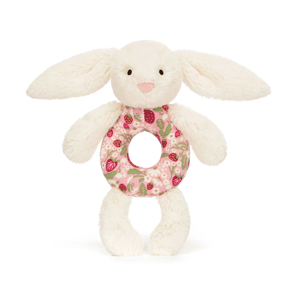 Blossom Cream Bunny 'Berry' Ring Rattle - JELLYCAT