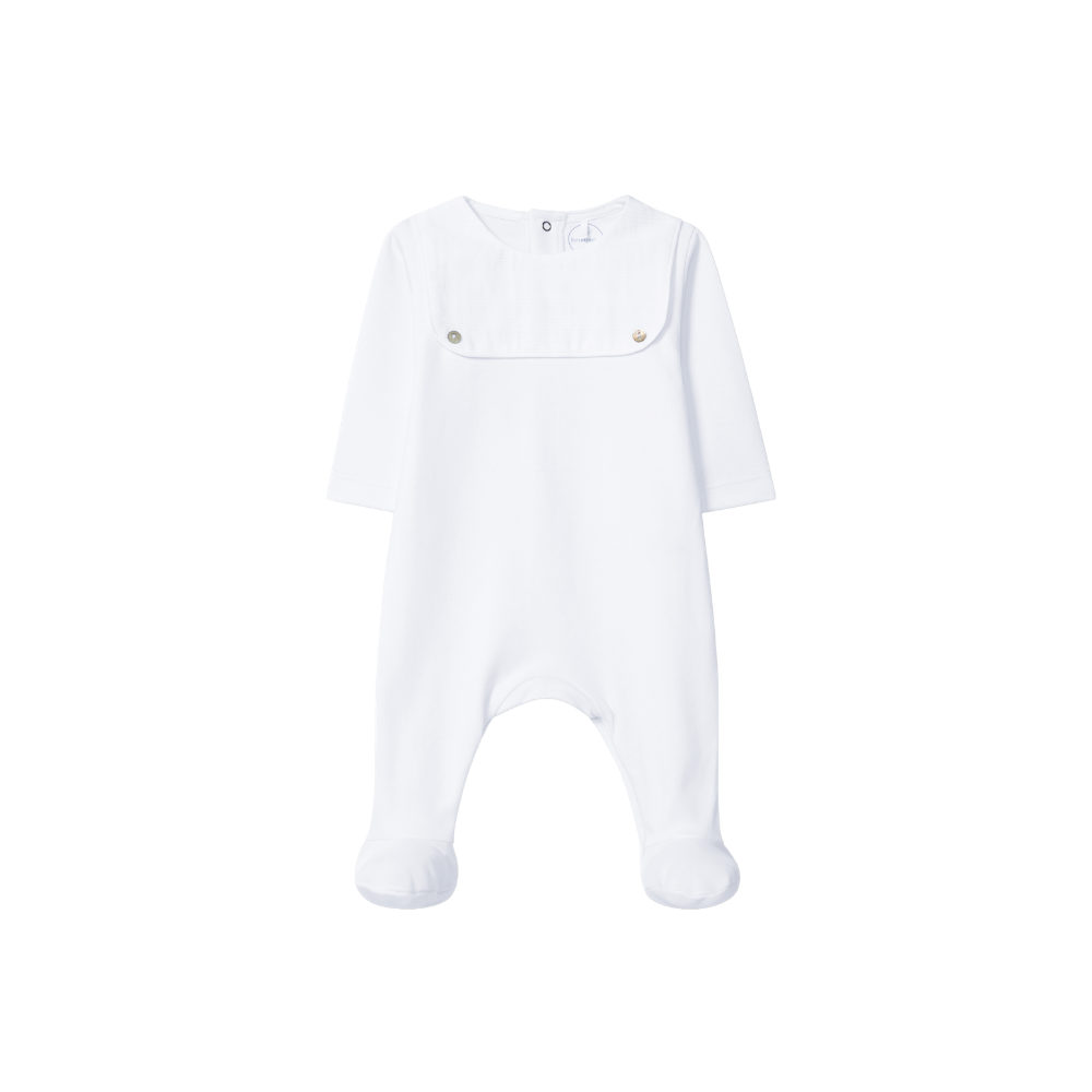 Babygrow sem gola detalhe jacquard de riscas - Laranjinha