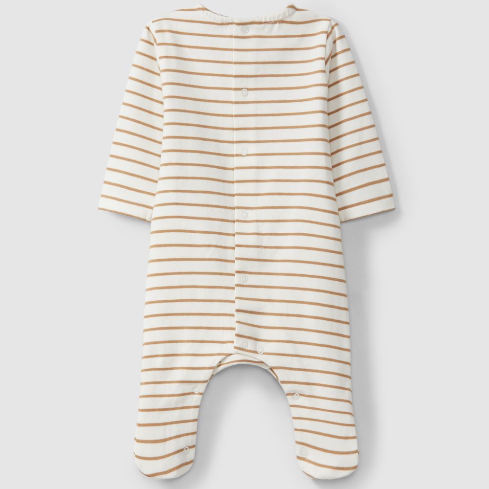 Babygrow algodão orgânico de riscas - Laranjinha