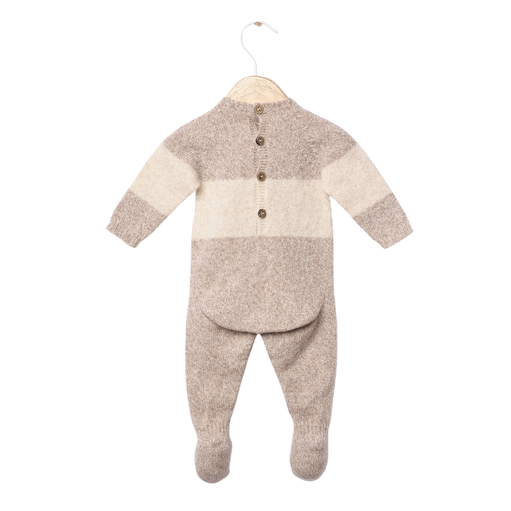 Babygrow com ursinho tricotado em lã merino | LITTLE TEDDY BEAR - Wedoble