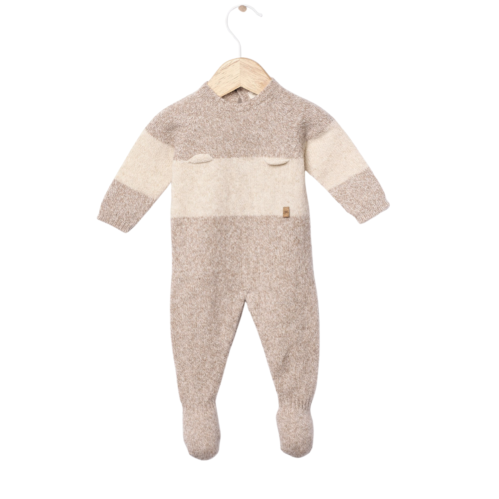 Babygrow com ursinho tricotado em lã merino | LITTLE TEDDY BEAR - Wedoble