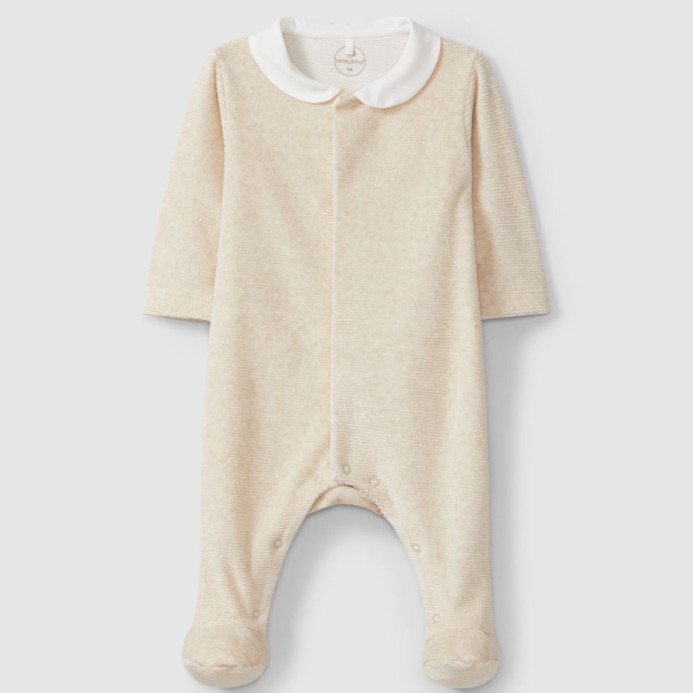 Babygrow em veludo canelado com gola redonda - Laranjinha