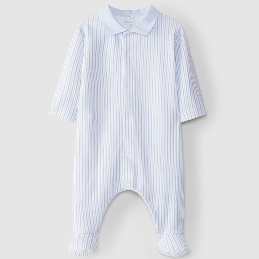 Babygrow estampado de riscas com gola em bico - Laranjinha