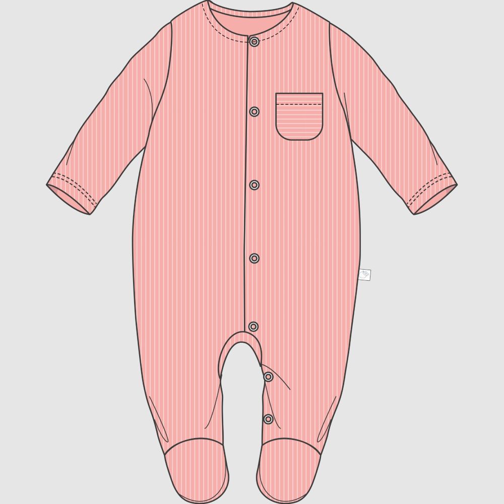 Babygrow sem gola risca fina - Laranjinha