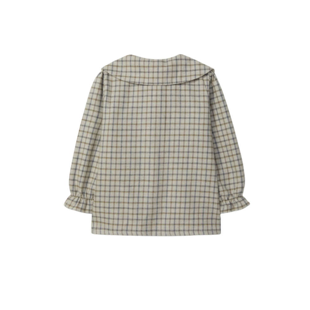 Blusa xadrez bordado com fio de lã - Laranjinha