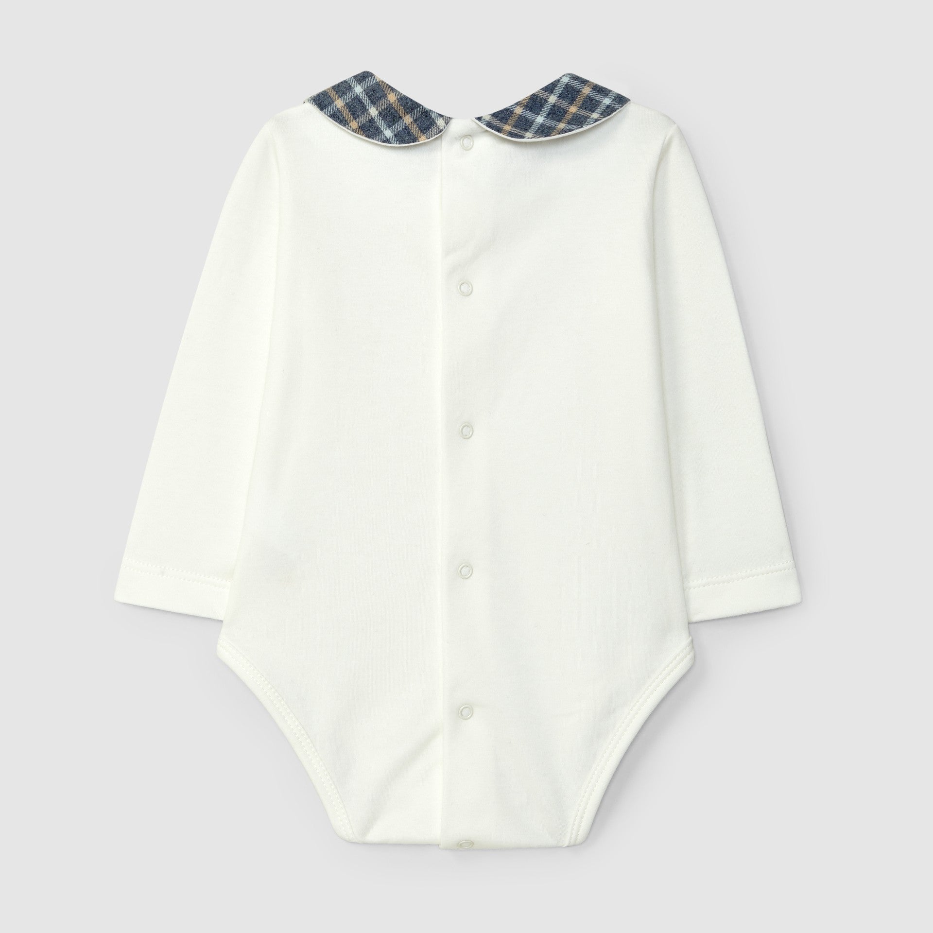 Body com gola redonda em tecido xadrez - Laranjinha